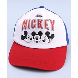 Babyhug Disney 100% Cotton Woven Summer Cap With Micky Mouse Graphics Multicolour - Diameter 18 cm
