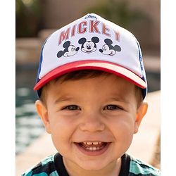 Babyhug Disney 100% Cotton Woven Summer Cap With Micky Mouse Graphics Multicolour - Diameter 18 cm