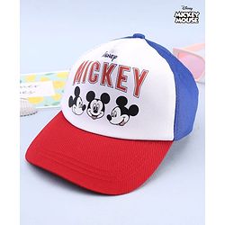 Babyhug Disney 100% Cotton Woven Summer Cap With Micky Mouse Graphics Multicolour - Diameter 18 cm