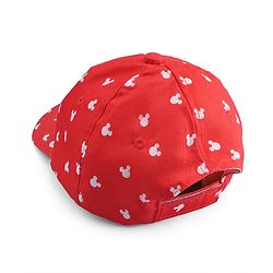 Babyhug Disney Cotton Woven Summer Cap With Mickey Mouse Graphics Red - Diameter 20 cm