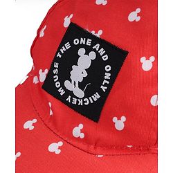Babyhug Disney Cotton Woven Summer Cap With Mickey Mouse Graphics Red - Diameter 20 cm
