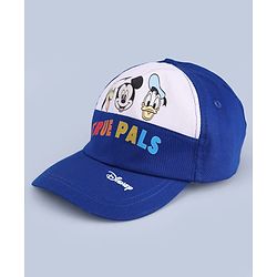 Babyhug Disney 100% Cotton Woven Summer Cap With Mickey Mouse Graphics Multicolour - Diameter 15 Cm