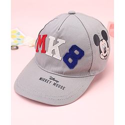 Babyhug Disney 100% Cotton Woven Summer Cap With Micky Mouse Graphics Grey - Diameter  19 cm