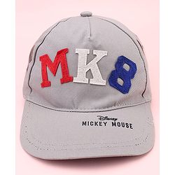 Babyhug Disney 100% Cotton Woven Summer Cap With Micky Mouse Graphics Grey - Diameter  19 cm