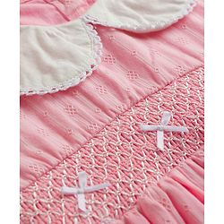 Babyhug Cotton Woven Half Sleeves Embroidered Frock With Bloomer - Pink