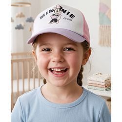 Babyhug Disney 100% Cotton Woven Summer Cap With Minnie Mouse Graphics Multicolour - Diameter 18.5 cm