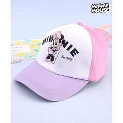 Babyhug Disney 100% Cotton Woven Summer Cap With Minnie Mouse Graphics Multicolour - Diameter 18.5 cm