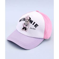 Babyhug Disney 100% Cotton Woven Summer Cap With Minnie Mouse Graphics Multicolour - Diameter 18.5 cm