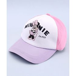 Babyhug Disney 100% Cotton Woven Summer Cap With Minnie Mouse Graphics Multicolour - Diameter 18.5 cm