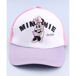 Babyhug Disney 100% Cotton Woven Summer Cap With Minnie Mouse Graphics Multicolour - Diameter 18 cm