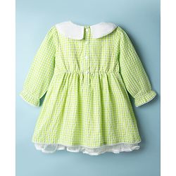 Babyhug Cotton Woven One Piece Dresses/Frocks with Embroidered Peter Pan Collar Green 3-6 Months
