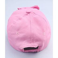 Babyhug Disney Cotton Woven Summer Cap With Minnie Mouse Graphics & Bow Applique Pink - Diameter 17.5 cm