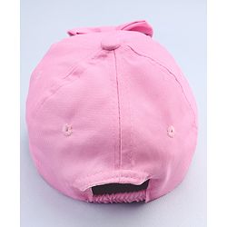 Babyhug Disney Cotton Woven Summer Cap With Minnie Mouse Graphics & Bow Applique Pink - Diameter 17.5 cm