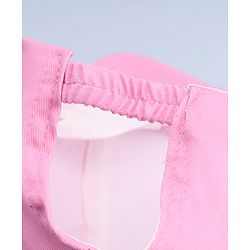 Babyhug Disney Cotton Woven Summer Cap With Minnie Mouse Graphics & Bow Applique Pink - Diameter 17.5 cm