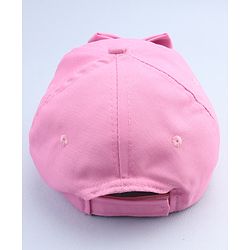 Babyhug Disney Cotton Woven Summer Cap With Minnie Mouse Graphics & Bow Applique Pink - Diameter 17.5 cm