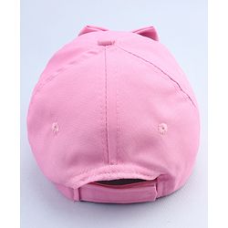 Babyhug Disney Cotton Woven Summer Cap With Minnie Mouse Graphics & Bow Applique Pink - Diameter 17.5 cm
