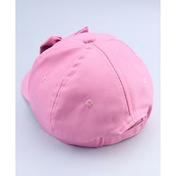Babyhug Disney Cotton Woven Summer Cap With Minnie Mouse Graphics & Bow Applique Pink - Diameter 17.5 cm
