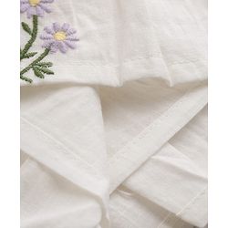 Babyhug Cotton Woven Full Sleeves Floral Embroidered Frock wth Peter Pan Collar - White
