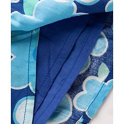 Babyhug Cotton Woven Half Sleeves Floral Printed Frock with Peter Pan Collar-Blue