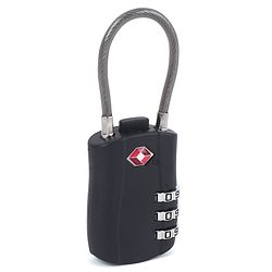 Babyhug Secure 3-Digit Luggage TSA Lock with Flexible Wire ??Black Lightweight Travel Lock Durable Combination Lock for Bags & Suitcases Compact & Easy to Use Free Size Number Lock.