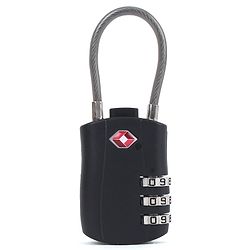 Babyhug Secure 3-Digit Luggage TSA Lock with Flexible Wire ??Black Lightweight Travel Lock Durable Combination Lock for Bags & Suitcases Compact & Easy to Use Free Size Number Lock.