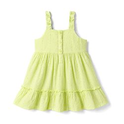 Babyhug Cotton Woven Sleeveless Frock With Bow Applique - Lime Green
