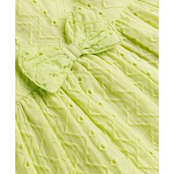 Babyhug Cotton Woven Sleeveless Frock With Bow Applique - Lime Green