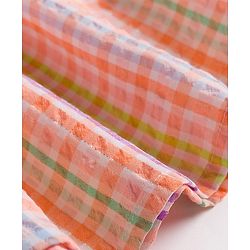 Babyhug Cotton Woven Sleeveless Checked Frock With Bow Applique - Multicolor
