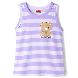 Babyhug 100% Cotton Antibacterial Sleeveless Striped Vests With Bear Print Pack of 3 - Multicolor