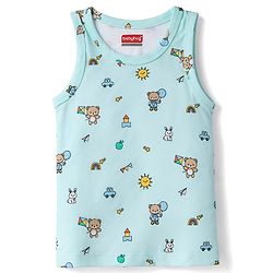 Babyhug 100% Cotton Antibacterial Sleeveless Striped Vests With Bear Print Pack of 3 - Multicolor