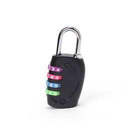 Babyhug Travel Luggage Tag with 4-Digit Combination Lock - Black| Secure Metal Shackle| Lightweight Travel Lock| Durable Combination Lock for Bags & Suitcases| Compact & Easy to Use