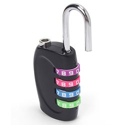 Babyhug Travel Luggage Tag with 4-Digit Combination Lock - Black| Secure Metal Shackle| Lightweight Travel Lock| Durable Combination Lock for Bags & Suitcases| Compact & Easy to Use