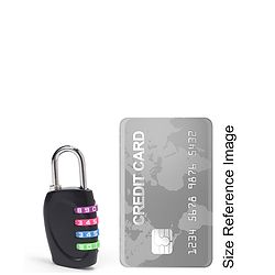 Babyhug Travel Luggage Tag with 4-Digit Combination Lock - Black| Secure Metal Shackle| Lightweight Travel Lock| Durable Combination Lock for Bags & Suitcases| Compact & Easy to Use