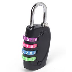 Babyhug Travel Luggage Tag with 4-Digit Combination Lock - Black| Secure Metal Shackle| Lightweight Travel Lock| Durable Combination Lock for Bags & Suitcases| Compact & Easy to Use