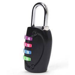 Babyhug Travel Luggage Tag with 4-Digit Combination Lock - Black| Secure Metal Shackle| Lightweight Travel Lock| Durable Combination Lock for Bags & Suitcases| Compact & Easy to Use