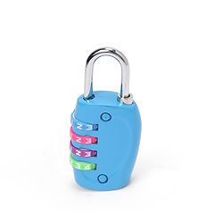 Babyhug Travel Luggage Tag with 4-Digit Combination Lock - Black| Secure Metal Shackle| Lightweight Travel Lock| Durable Combination Lock for Bags & Suitcases| Compact & Easy to Use
