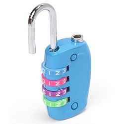 Babyhug Travel Luggage Tag with 4-Digit Combination Lock - Black| Secure Metal Shackle| Lightweight Travel Lock| Durable Combination Lock for Bags & Suitcases| Compact & Easy to Use