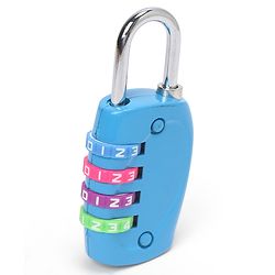 Babyhug Travel Luggage Tag with 4-Digit Combination Lock - Black| Secure Metal Shackle| Lightweight Travel Lock| Durable Combination Lock for Bags & Suitcases| Compact & Easy to Use