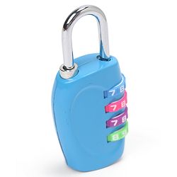 Babyhug Travel Luggage Tag with 4-Digit Combination Lock - Black| Secure Metal Shackle| Lightweight Travel Lock| Durable Combination Lock for Bags & Suitcases| Compact & Easy to Use