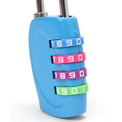 Babyhug Travel Luggage Tag with 4-Digit Combination Lock - Black| Secure Metal Shackle| Lightweight Travel Lock| Durable Combination Lock for Bags & Suitcases| Compact & Easy to Use