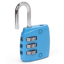 Babyhug Travel Luggage Tag with 3-Digit Combination Lock - Blue| Secure Metal Shackle| Lightweight Travel Lock| Durable Combination Lock for Bags & Suitcases| Compact & Easy to Use