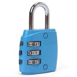 Babyhug Travel Luggage Tag with 3-Digit Combination Lock - Blue| Secure Metal Shackle| Lightweight Travel Lock| Durable Combination Lock for Bags & Suitcases| Compact & Easy to Use