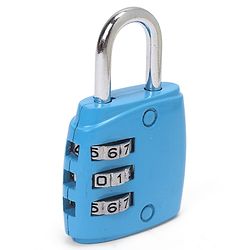 Babyhug Travel Luggage Tag with 3-Digit Combination Lock - Blue| Secure Metal Shackle| Lightweight Travel Lock| Durable Combination Lock for Bags & Suitcases| Compact & Easy to Use