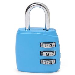 Babyhug Travel Luggage Tag with 3-Digit Combination Lock - Blue| Secure Metal Shackle| Lightweight Travel Lock| Durable Combination Lock for Bags & Suitcases| Compact & Easy to Use