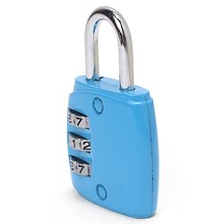Babyhug Travel Luggage Tag with 3-Digit Combination Lock - Blue| Secure Metal Shackle| Lightweight Travel Lock| Durable Combination Lock for Bags & Suitcases| Compact & Easy to Use