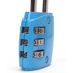 Babyhug Travel Luggage Tag with 3-Digit Combination Lock - Blue| Secure Metal Shackle| Lightweight Travel Lock| Durable Combination Lock for Bags & Suitcases| Compact & Easy to Use