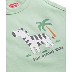 Babyhug 100% Cotton Knit Sleeveless Striped & Zebra Printed Anti Bacterial Sando Vests Pack Of 3 - Light Blue Orange & Green