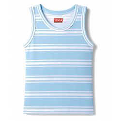 Babyhug 100% Cotton Knit Sleeveless Striped & Zebra Printed Anti Bacterial Sando Vests Pack Of 3 - Light Blue Orange & Green