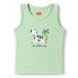 Babyhug 100% Cotton Knit Sleeveless Striped & Zebra Printed Anti Bacterial Sando Vests Pack Of 3 - Light Blue Orange & Green