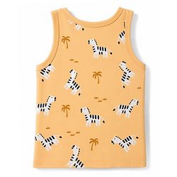 Babyhug 100% Cotton Knit Sleeveless Striped & Zebra Printed Anti Bacterial Sando Vests Pack Of 3 - Light Blue Orange & Green